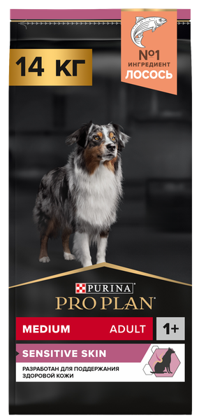 Сухой корм для собак Pro Plan Adult Medium Sensitive Skin с лососем и рисом - фото