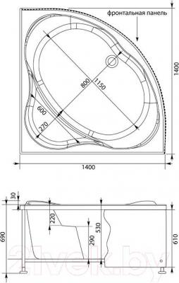 Ванна акриловая Aquanet Palau 140x140