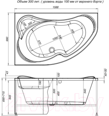Экран для ванны Aquanet Capri 160 L
