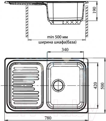 Мойка кухонная GranFest Standart GF-S780L (белый)
