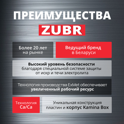 Автомобильный аккумулятор Zubr Premium R+