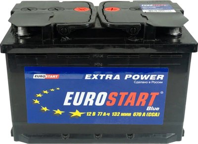 Автомобильный аккумулятор Eurostart Blue 6CT-77 - фото