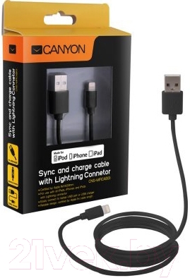 Кабель Canyon USB-Lightning MFI MFI-1 / CNS-MFICAB01B - фото
