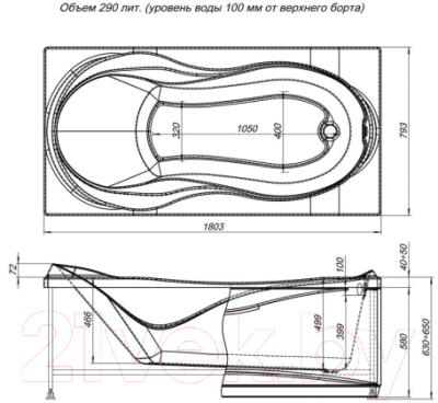 Экран для ванны Aquanet Grenada 180