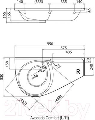 Умывальник Ravak Avocado Comfort 95x53 L / XJ9L1100000