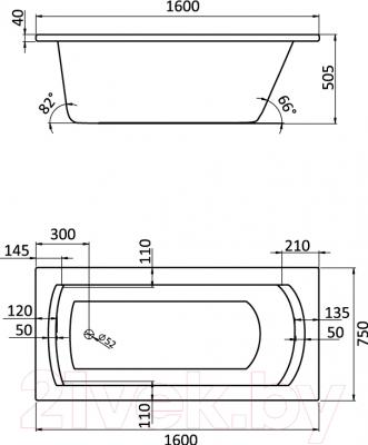 Ванна акриловая Santek Монако XL 160x75