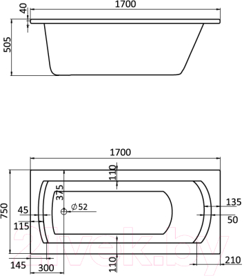 Ванна акриловая Santek Монако XL 170x75 (WH111980)