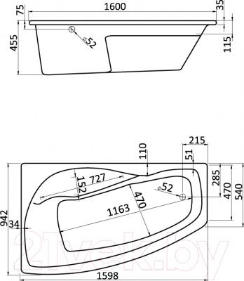 Ванна акриловая Santek Майорка XL 160x95 L (WH111991)