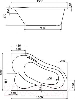 Ванна акриловая Santek Ибица 150x100 R (WH112035)