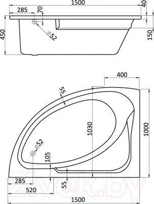 Ванна акриловая Santek Гоа 150x100 L (WH112033)