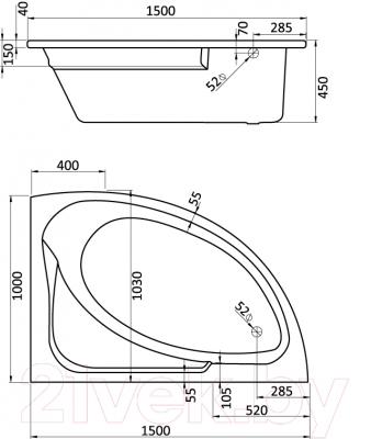 Ванна акриловая Santek Гоа 150x100 R (WH112032)