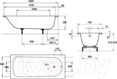 Ванна стальная Kaldewei Eurowa 160x70