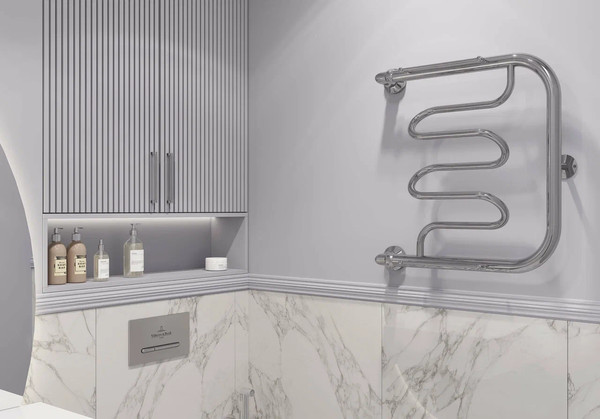 Полотенцесушитель водяной Двин Dw с полочкой 60x50 (1