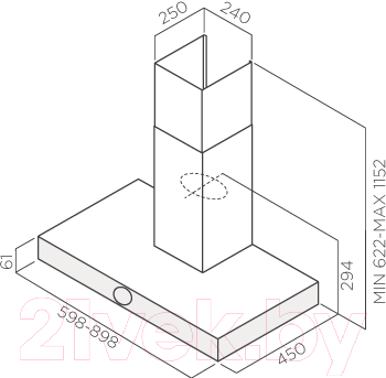 Вытяжка Т-образная Jetair Touch BL/A/90