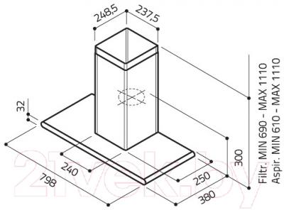 Вытяжка Т-образная Elica GALAXY BLIX/A/80