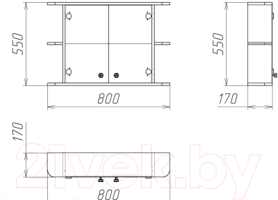 Шкаф с зеркалом для ванной Гамма 11