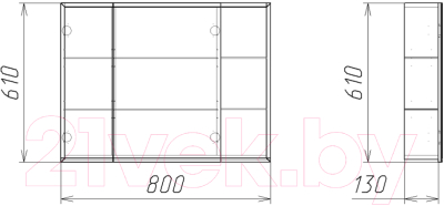 Шкаф с зеркалом для ванной Гамма 17