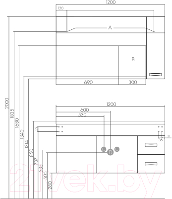 Тумба под умывальник Акватон Диор 120 (1A110601DR010)