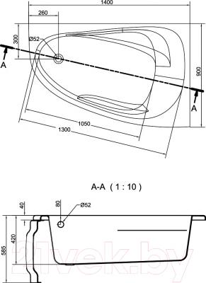 Ванна акриловая Cersanit Joanna New 140x90 R