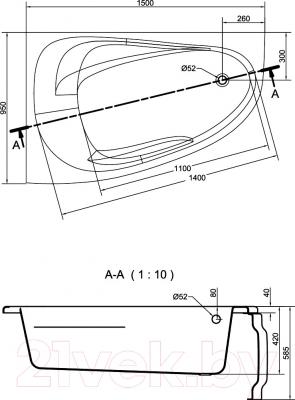 Ванна акриловая Cersanit Joanna New 150x95 L (с ножками)