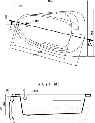 Ванна акриловая Cersanit Joanna New 150x95 R (с ножками)