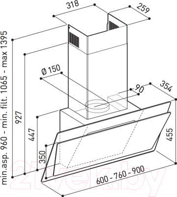 Вытяжка наклонная Korting KHC67070GW