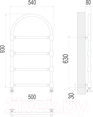 Полотенцесушитель водяной Terminus Версаль П4 500x930