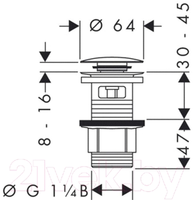 Донный клапан Hansgrohe Push-open 50105000