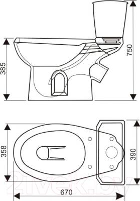 Унитаз напольный Оскольская керамика Элисса (белый, нижний подвод)