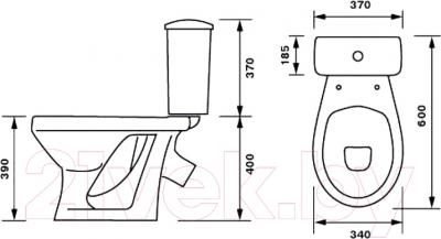 Унитаз напольный Оскольская керамика Суперкомпакт (белый, косой выпуск)