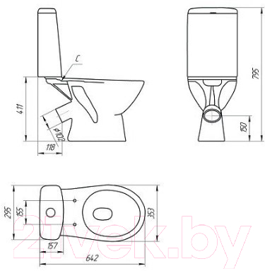 Унитаз напольный Cersanit Just 031 (S-KO-JUS031-3/6-PL-W)