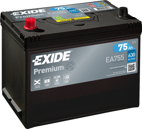 Автомобильный аккумулятор Exide Premium EA755 - фото