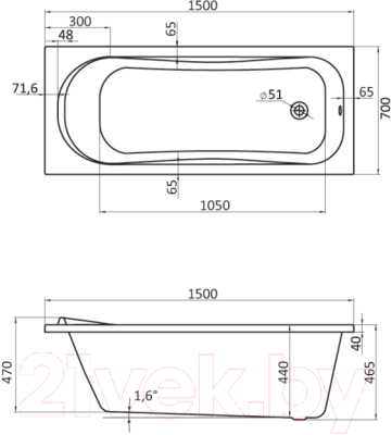 Ванна акриловая Santek Тенерифе 150x70 (WH302213)