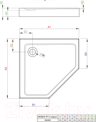 Душевой поддон Radaway Doros PT Compact 900x900 / SDRPTP9090-05