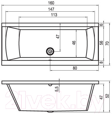 Ванна акриловая Riho Julia 160 / BA71005