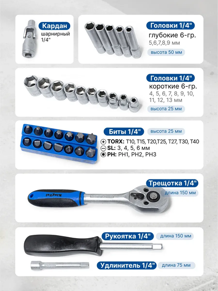 Универсальный набор инструментов KingTul KT72