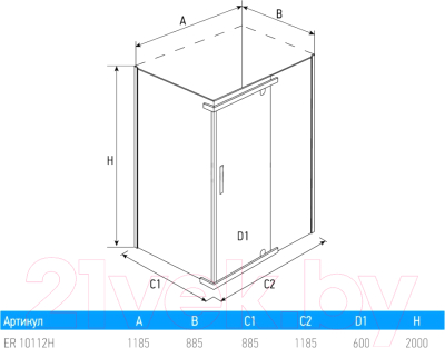 Душевой уголок Erlit ER10112H-C1