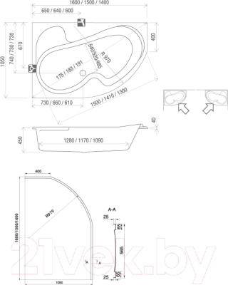 Ванна акриловая Ravak Rosa 140x105 L