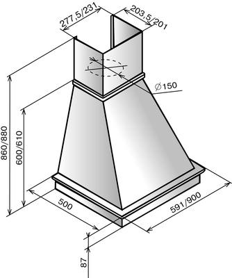 Вытяжка купольная Elikor Вилла 60П-650-П3Л