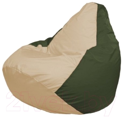 Бескаркасное кресло Flagman Груша Мини Г0.1-135 (светло-бежевый/темно-оливковый) - фото