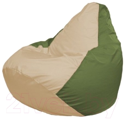 Бескаркасное кресло Flagman Груша Мини Г0.1-144 (светло-бежевый/оливковый) - фото