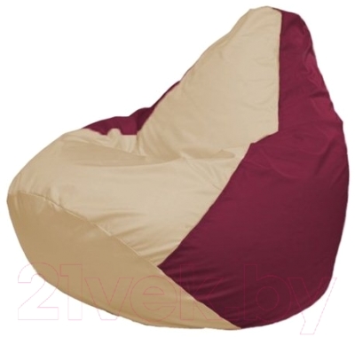 Бескаркасное кресло Flagman Груша Мини Г0.1-150 (светло-бежевый/бордовый) - фото