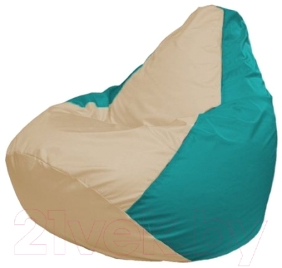 Бескаркасное кресло Flagman Груша Мини Г0.1-151 (светло-бежевый/бирюзовый) - фото