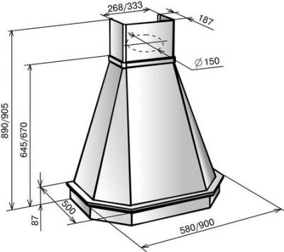 Вытяжка купольная Elikor Камин Грань 90П-650-П3Л (бежевый/дуб неокрашенный)