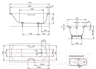 Ванна стальная Kaldewei Saniform Plus 374 175x75 (easy-clean)