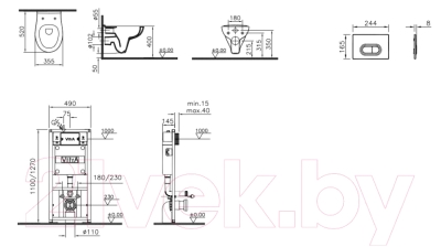 Унитаз подвесной с инсталляцией VitrA S20 Rim-Ex / 9004B003-7202