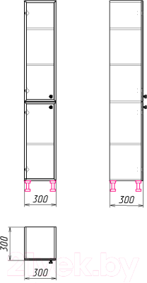 Шкаф-пенал для ванной Гамма 50.03 оФ8 (белый, левый)