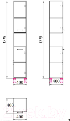 Шкаф-пенал для ванной Гамма 52.30 ОФ8