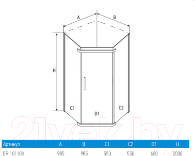 Душевой уголок Erlit ER10110V-C1