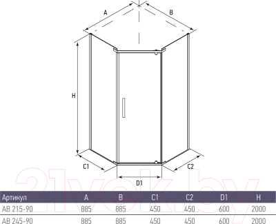 Душевой уголок Alex Baitler AB 215-90